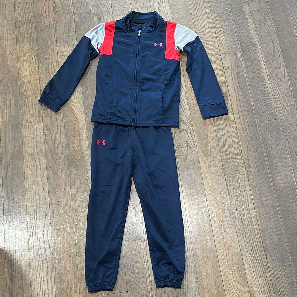 Under Armour Navy Track Suit with Red and White Accents